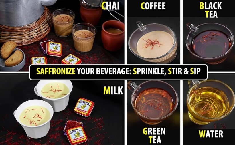 Lion Brand Kashmir saffron threads, certified Grade A+ Kesar for biryani, rice, tea, cooking, beauty, and health benefits, 1 gram pack.